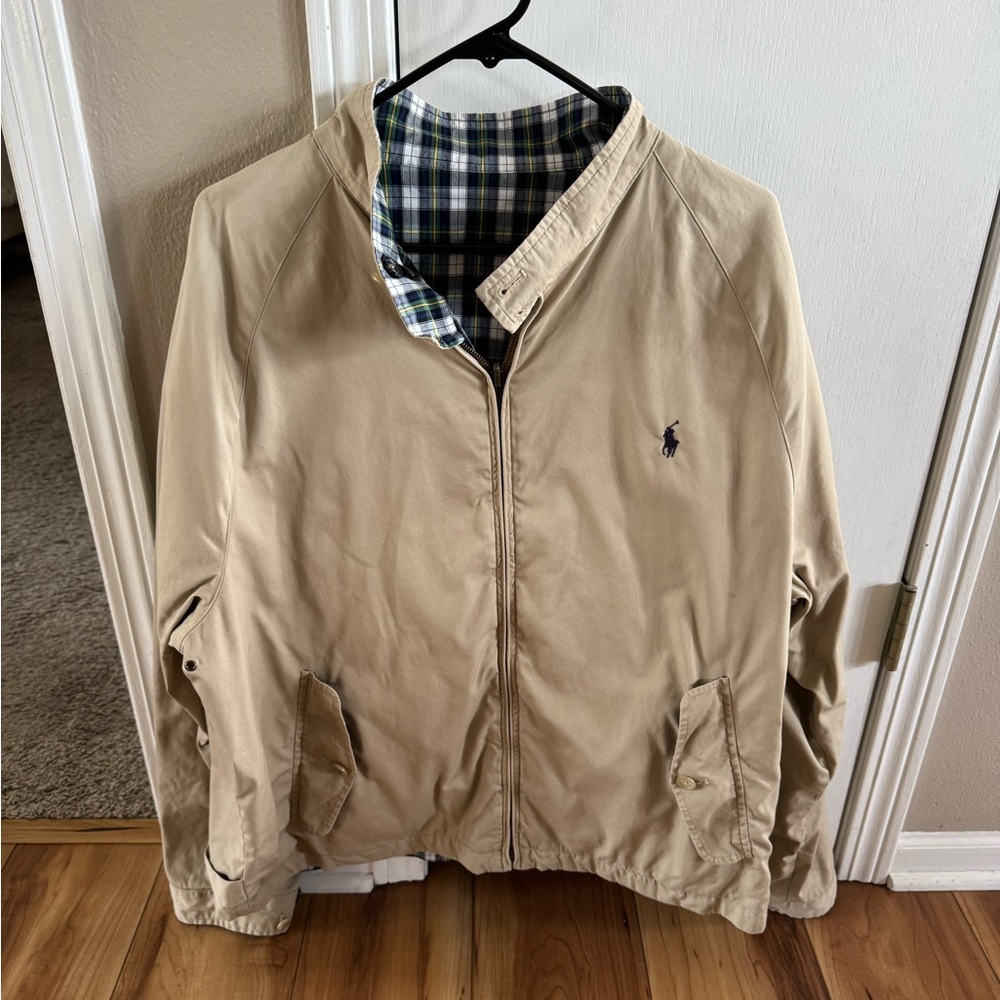 Ralph Lauren Polo reversible khaki and plaid jacket. Size XXL. EUC
